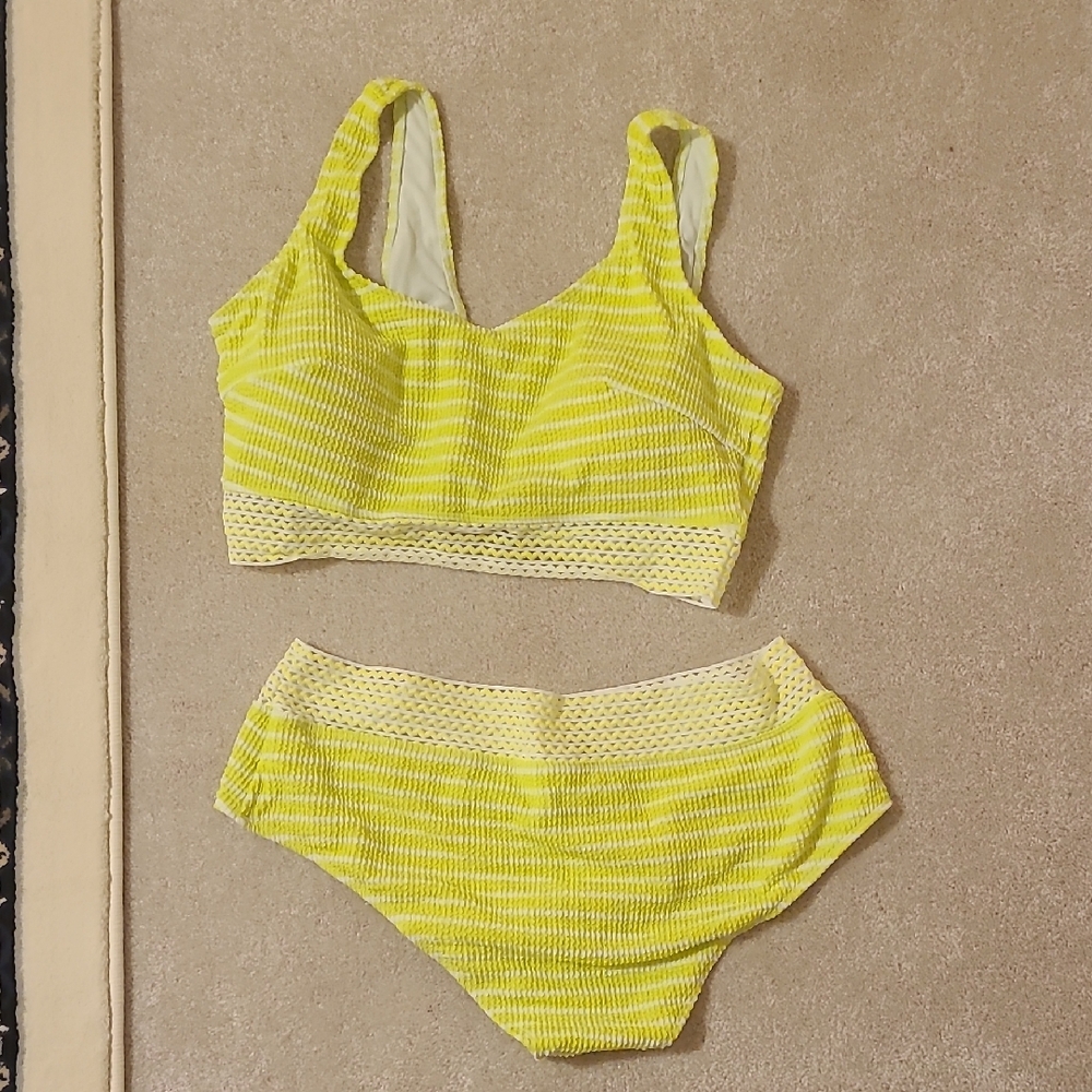 Yellow Textured Bikini Set